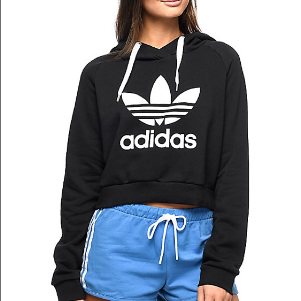 ADIDAS BLACK CROPPED HOODIE!!!!